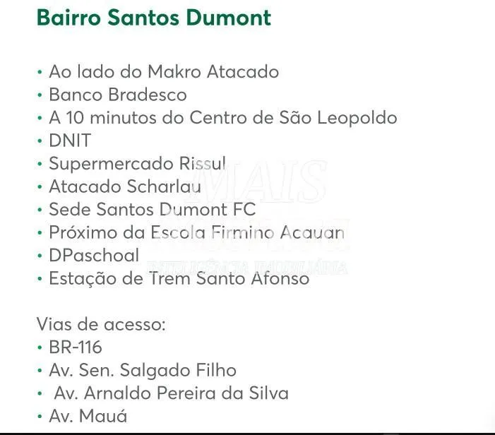 Apartamento para venda Bairro Santos Dumont São Leopoldo