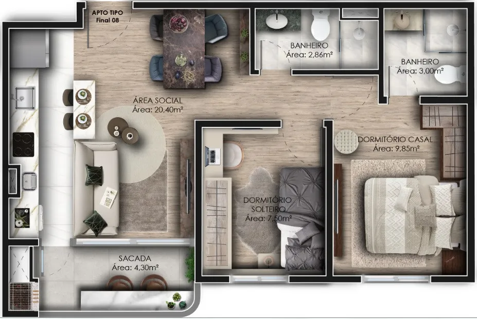 Apartamento 2 quartos para venda no bairro Nossa Senhora do Rosário em Caxias do Sul